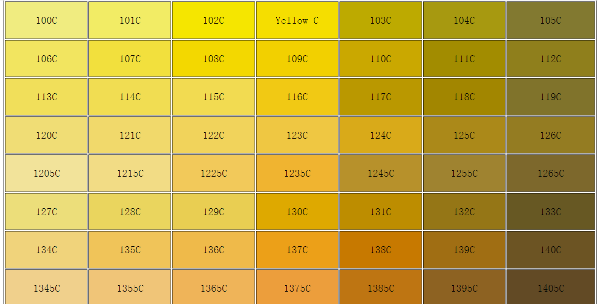 Yellow 101c 国际潘通色号参考【C卡】- 一站式色彩搭配推荐